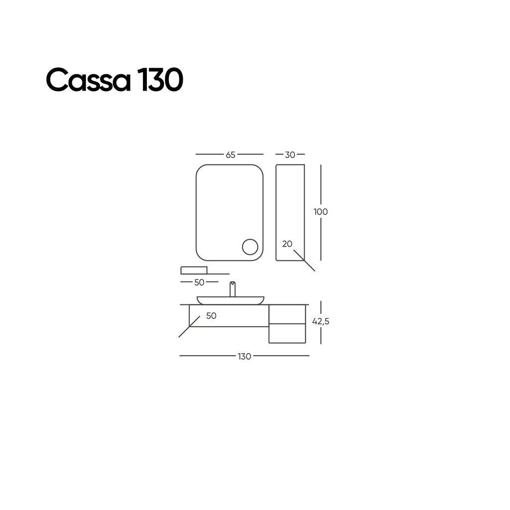 Cassa 130 Beyaz/Ahşap Doğal Meşe Tkm(V2)