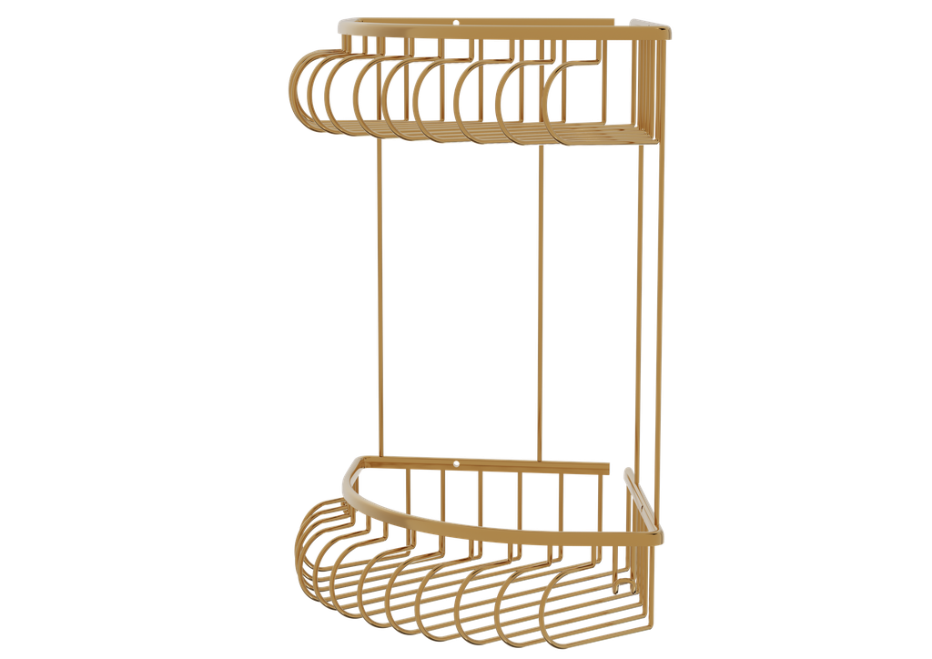 Dekoratif İkili Köşe Raf Altın 20X20 55202-A