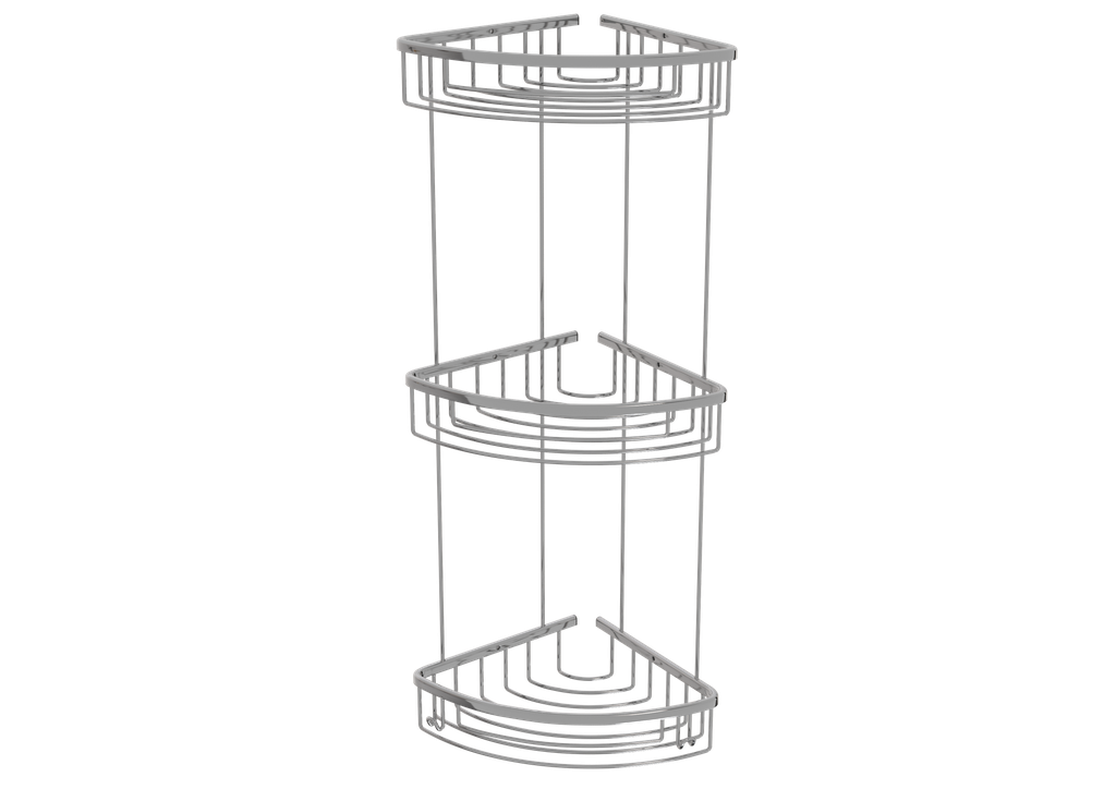 Pirinç Üçlü Oval Köşe Raf Krom 55003
