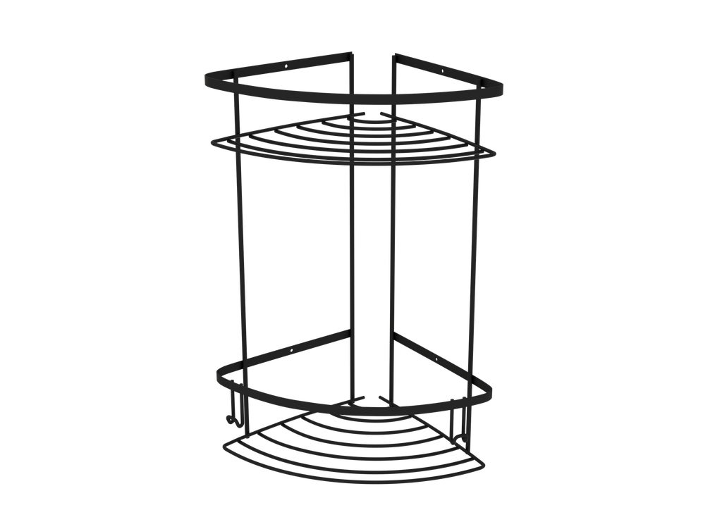 Paslanmaz İkili Köşe Raf Siyah 55102-S