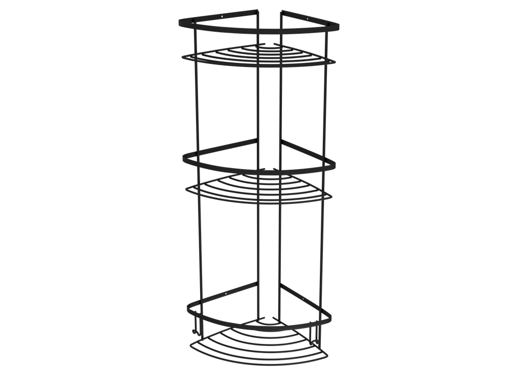 Paslanmaz Üçlü Köşe Raf Siyah 55103-S