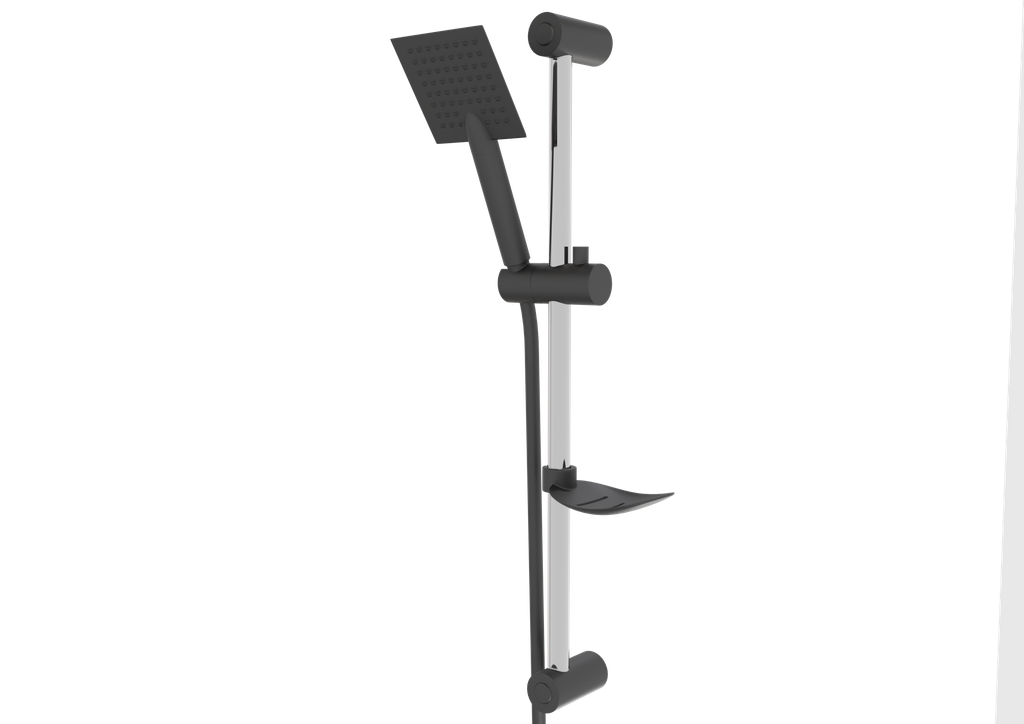 [10TDS.CUB.SUD.41160-CS] Cubic Sürgülü Duş Seti Krom Siyah 41160-Cs